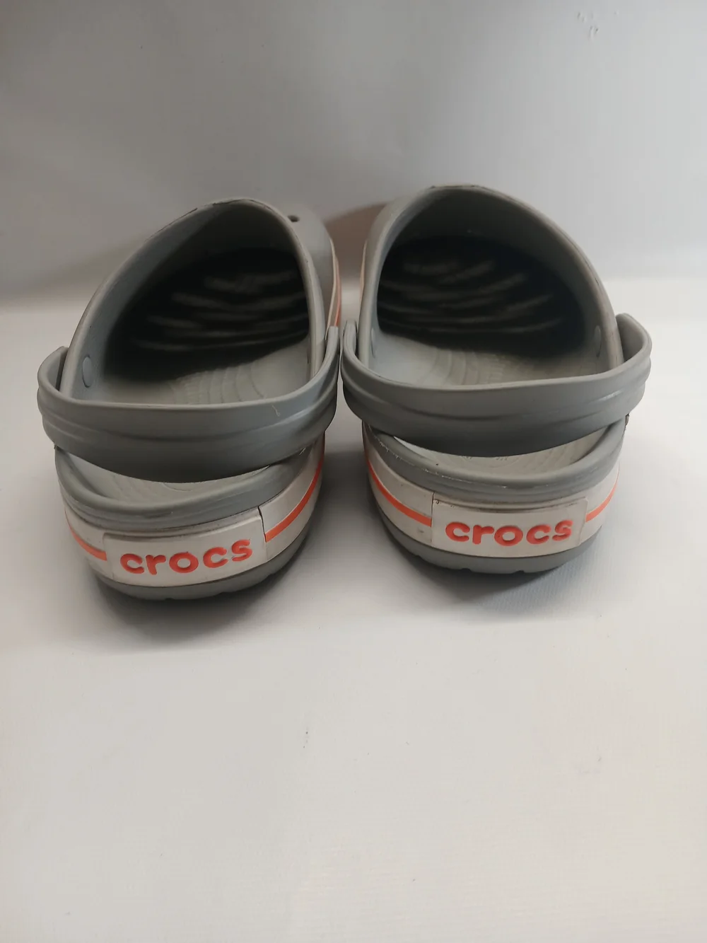 CROCS Unisex Grey Clog with Orange Stripe - Picture 3 of 13